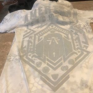 American fighter women’s tee medium silver and white